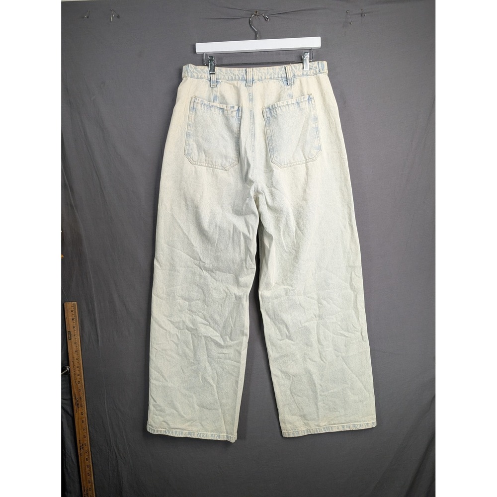 MNK Womens High Rise Wide Leg Jeans Light Wash Blue Size 10 Button Fly 8238